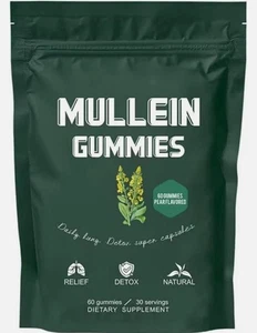 60 gomitas de gordolobo desintoxicación pulmonar diaria apoyo bienestar herbal genérico - Imagen 1 de 4