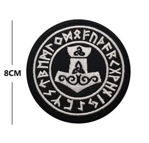 Wikinger Patch Aufnäher Biker Bügelpatch Thors Hammer Mjölnir Skandinavien - Bild 1 von 1