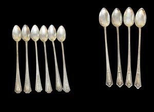 10 antike versilberte Eisteelöffel 7,5" Silverplate Kolonial Jugendstil - Bild 1 von 14