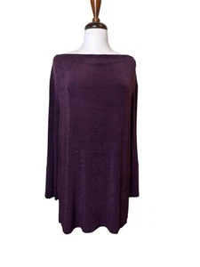 Chicos Travelers Tunic Size 3 US 16/18 Dark Wine 3/4 Sleeves Slinky Travel - Picture 1 of 9