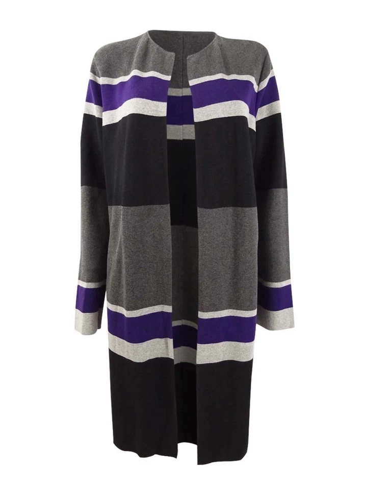 Calvin Klein Womens Gray Color Block Long Sleeve Top Petites Size PM