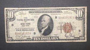1929 $10 Federal Reserve Brown Seal Bank Note – New York Type 2 – Hamilton - Picture 1 of 2