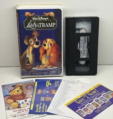 Disney Lady & The Tramp VHS Video Tape Masterpiece Inserts Clamshell Nearly New! - Image 1 of 4