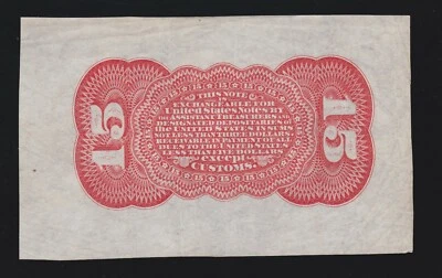 US 15c Fractional Currency Note Wide Margin Specimen FR 1276  Redback XF-AU - Image 1 of 2