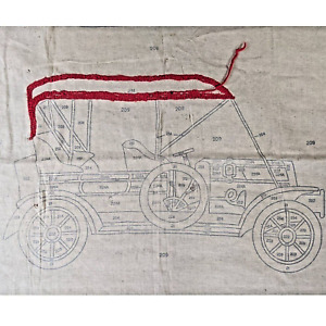 Vintage Punch Needle Rug Foundation Antique Car Pattern, American Thread Company