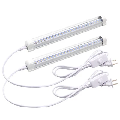 1FT Led Tube Light, 5000k Daylight White, 9W, Clear Cover, W/ Power Cord, 2-Pack - Image 1 of 4