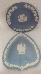 Vintage Wedgwood Blue Jasperware Trinket Dishes Ashtrays England - Picture 1 of 6