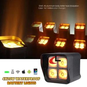 Waterproof 4pcs LED Wireless Battery Par 4x18W Wedding Stage Light 6in1 Uplight - Picture 1 of 9