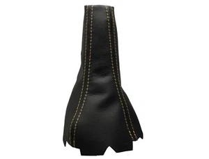 LANCIA Y (1995-2003) Cuffia Leva Cambio 100% Vera Pelle - Cuciture Beige - Picture 1 of 1