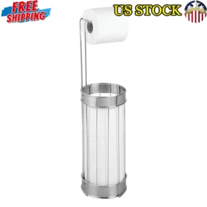 Stainless Steel Toilet Paper Dispenser Free-Standing Storage Organizer Holder US - Picture 1 of 3