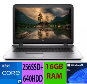 17.3" HP PROBOOK 470 G3 / CORE i7 / 16GB RAM / 256SSD+640HDD / HDMI&DVD / WIN 11