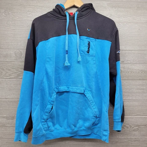 NFL Carolina Panthers Black And Blue Hoodie Size Large Distressed Cover