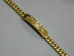 Large Men's Yellow Gold Plated Julio ID Bracelet Curb Chain 8.5in Long New 12mm - Picture 1 of 3