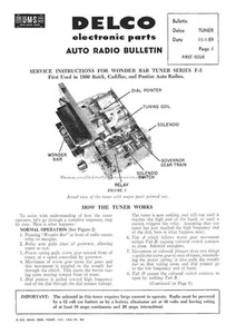 SERVICE INSTRUCTIONS FOR DELCO RADIO WONDER BAR TUNER SERIES F-3 1960-1962 PDF - Picture 1 of 1