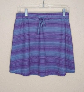 Tehama Athletic Tennis Skirt Medium Purple Striped Zip Pockets Tie Waist Stretch - Picture 1 of 6
