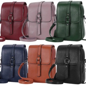 Womens Small Cellphone Purse Wallet Genuine Leather Crossbody Shoulder Pouch Bag - Picture 1 of 33