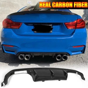 REAL CARBON Rear Bumper Diffuser Lip Spoiler Fit for BMW F80 M3 F82 F83 M4 14-19 - Picture 1 of 12