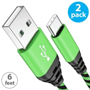 2-Pack Braided USB-A to USB Type-C Fast Charge Cable Cord Charger Charging Sync - Picture 1 of 13