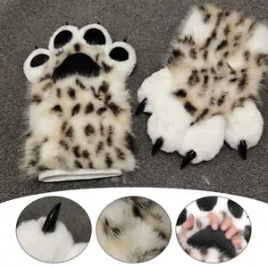 Plush Furry Cat Claw Gloves Faux Fur Beast Claw Halloween Cosplay Costume Gloves - Picture 1 of 16