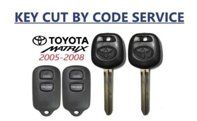 CORTADO POR CÓDIGO + 2 llaves chip Toyota MATRIX 05-08 44D DOT + control remoto 3B GQ43VT14T  Foto 1 de 4