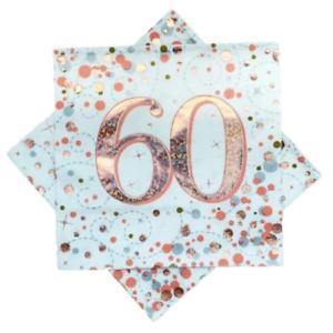 60th Birthday Celebration Sparkling Fizz Luncheon Napkins Serviettes Pkt 16