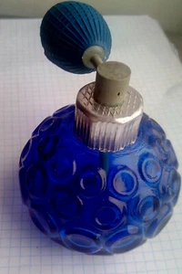 Beautiful Vintage Perfume Bottle Spray USSR, blue glass - Picture 1 of 5