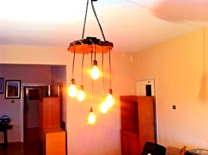 6 Pieces Olive Wood Pendant Light, Rustic Live Edge Wood Chandelier, Rope Pendan - Picture 1 of 13