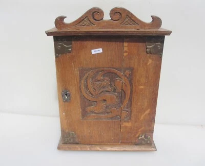 Small Antique Wooden Cupboard Antique Old Wood Cabinet Old Art Nouveau 15"H - Image 1 of 4