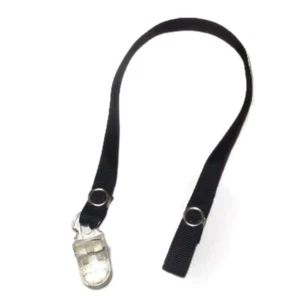 Black Clear Pacifier Leash String Strap Snap Clamp - Picture 1 of 6
