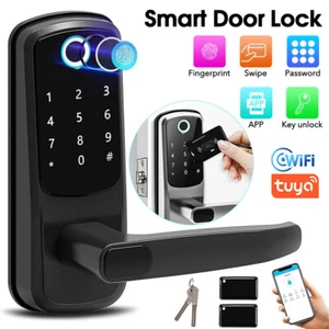 WiFi Smart Door Lock Biometric Fingerprint Touch Password Card Key APP Unlock - Picture 1 of 20