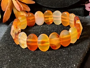 Vintage Oval Cornelian Crystal Stone Beads Bracelet Confidence Passion Creative - Picture 1 of 14