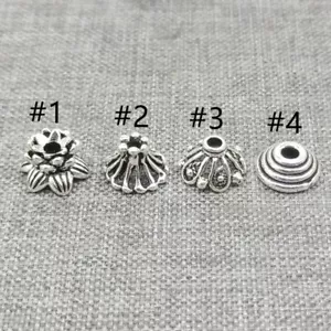 925 Sterling Silver Bead Caps Spacers for Bracelet Bulk Flower Bead Cone Caps - Picture 1 of 4