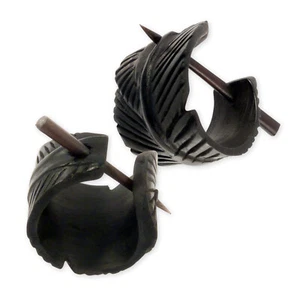 Pendientes cuerno hueso pluma criollos oreja bisutería blanco negro er016 - Imagen 1 de 15