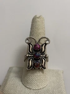 Anillo Mariposa Ostra Espinosa Plata Esterlina 9 Ajustable Rosa Suroeste - Imagen 1 de 6