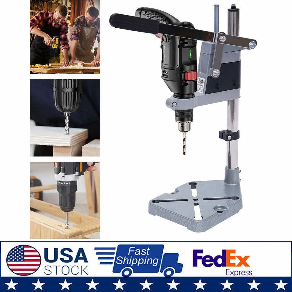 Portable Bench Clamp Drill Press Stand Adjustable Drilling Pedestal Holder Tool - Image 1 of 4