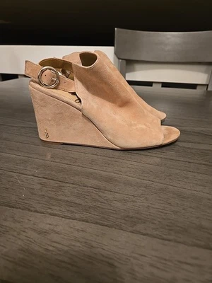 Sam Edelman Beige Suede Warick Wedge Peep Toe Boot - Image 1 of 4