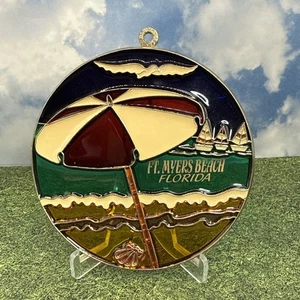 Fort Myers Beach Florida Circle stained glass umbrella Sunset - Picture 1 of 9