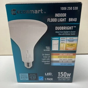 EcoSmart CEC Dimmable LED Light Bulb BR40 150W Eqv 1006250539 - Picture 1 of 2