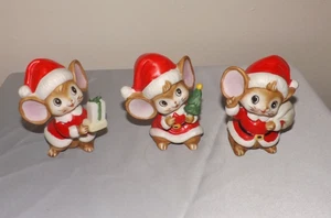 Figuras de cerámica de ratones de Navidad Homco de 3 1/2 pulgadas - Imagen 1 de 5