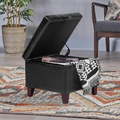 Adeco 人造皮革塔夫特翻盖上衣存储奥斯曼 — 第 1/4 张图片