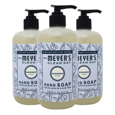 Pacote com 3x sabonetes líquidos para as mãos Mrs. Meyers Clean Day, gota de neve, 12,5 oz - Imagem 1 de 4