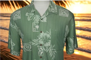 JOS A BANK Men’s Hawaiian Camp Shirt Beige Tan Floral All Silk Short Sleeve L - Picture 1 of 13