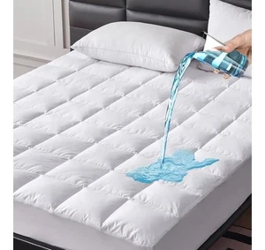Almohadilla de colchón de plumas de ganso LeWinBedding, acolchada doble (blanca, 39"x75") - Imagen 1 de 4