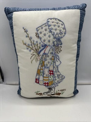 Vintage 1974 Holly Hobbie Embroidery Pillow 17” X 13” - Image 1 of 4