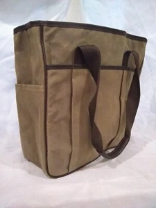 LL Bean Waxed Canvas Tote, Olive Green and Brown, Excellent Condition - Picture 1 of 4