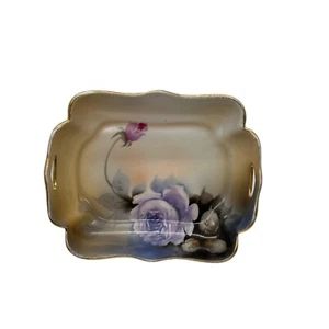 Vintage 40's Noritake Hand Painted Floral Trinket Tray Dresser Rose - Picture 1 of 5