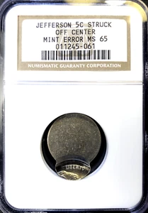 MINT ERROR **90+% OFF CENTER** Jefferson Nickel 85% Off Center Uniface NGC MS65! - Picture 1 of 4