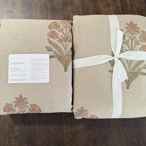POTTERY BARN ELINOR MUGHAL BLACKOUT CURTAINS 50 x 108" SET/2 ~ NEUTRAL/FLAX - Picture 1 of 5