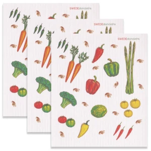 Juego de 3 paños de plato suecos cada uno verduras diseño a - Imagen 1 de 6