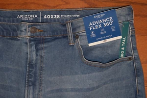 ARIZONA - Athletic Fit Tapered Stretch Blue Jeans - Men Size 40 x 38 -Big & Tall - Picture 1 of 5